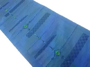 変わり格子に花模様織出し袋帯